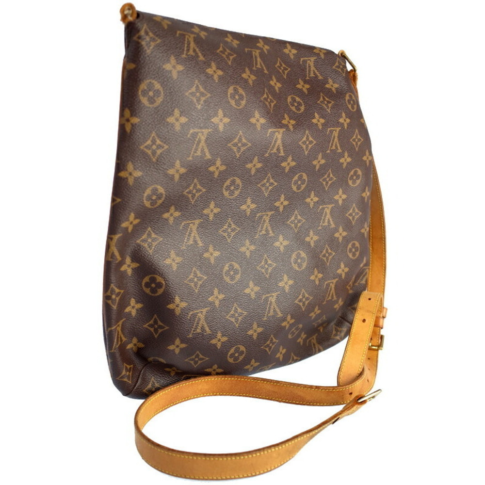 Louis Vuitton Shoulder Musette Leather Bag Brown Monogram